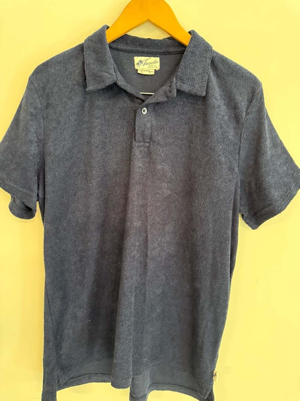 Trunks Surf & Swim Co. Navy Blue Terry Cloth Polo Shirt Size M